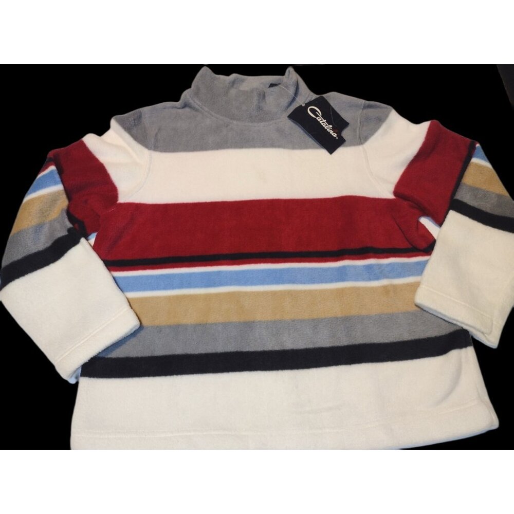 Vintage Catalina Pullover Fleece Sweater Size M Mock Neck Preppy Athleisure